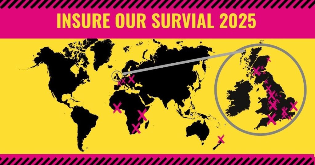 World map showing IoS actions in 2025. Crosses worldwide with clusters in the UK, Europe, and Africa
